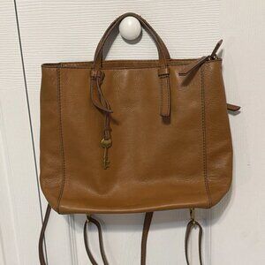 Fossil Camilla Brown Leather Convertible Adjustable Crossbody Purse Bag Backpack